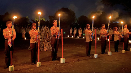 Menyongsong Peringatan Hari Pramuka ke-64 Kwarran Nguntoronadi Gelar Upacara Renungan dan Ulang Janji